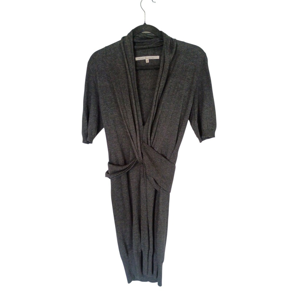 Rachel Rachel Roy Womens Gray Knit Draped Twist Front V-Neck Wrap Dress Medium